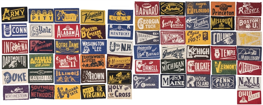 1950s American Nut and Chocolate College Football Pennant Set 